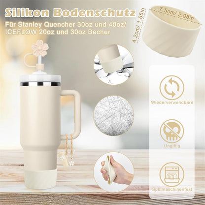 11-teiliges Stanley Cup Zubehörset für 1,2l und 850ml Becher - Auslaufschutz, Strohhalmabdeckung, Anhänger, Silikonhülle