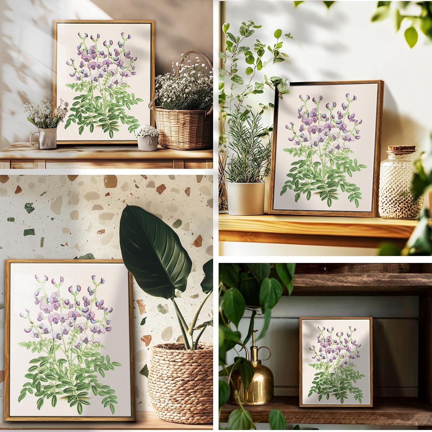 Vintage Botanische Leinwandbilder mit Rahmen 20x25cm Wanddeko