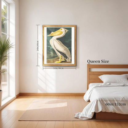 Vintage Pelikan Leinwandbild Aesthetic 40x60cm Holzrahmen Wanddeko