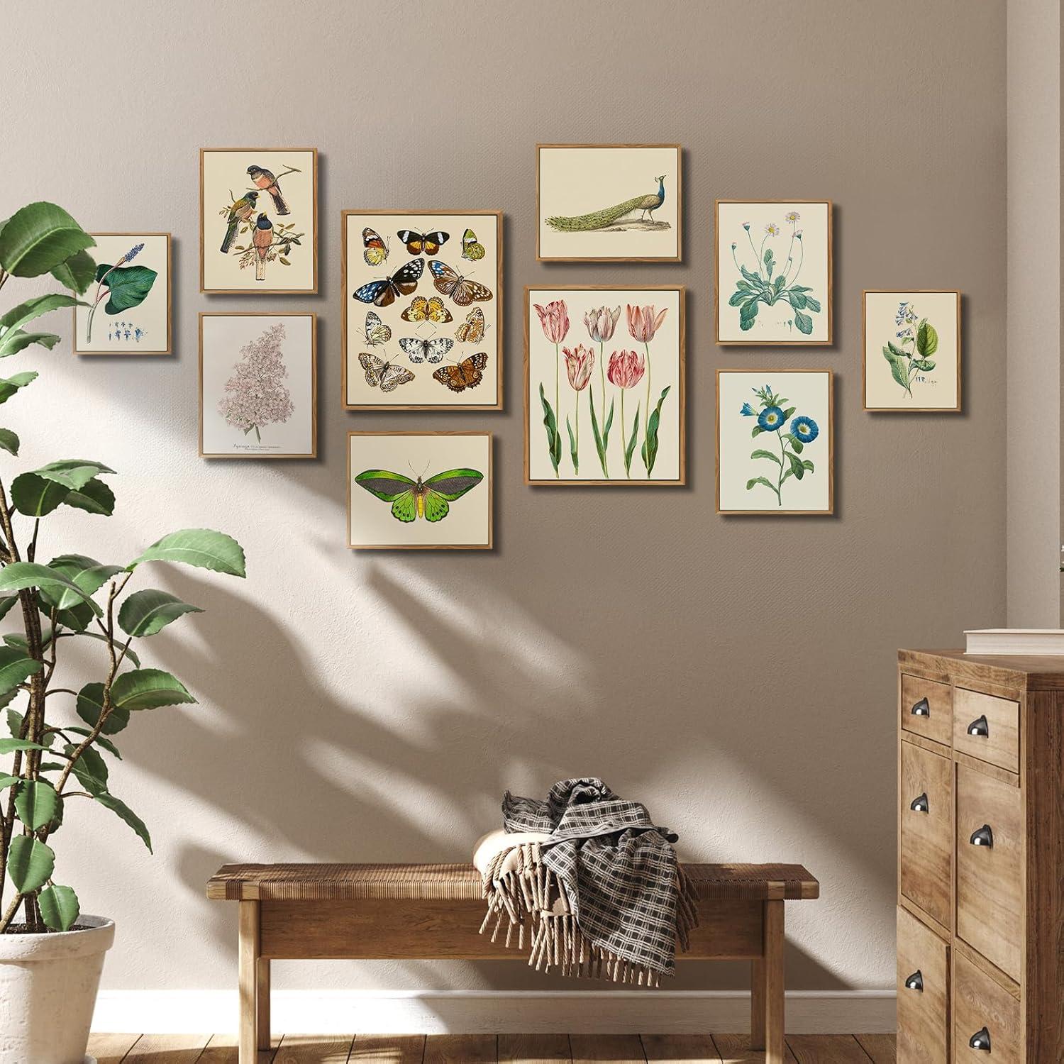 Vintage Insekten Leinwandbild mit Holzrahmen, 30x40cm, Wanddekoration