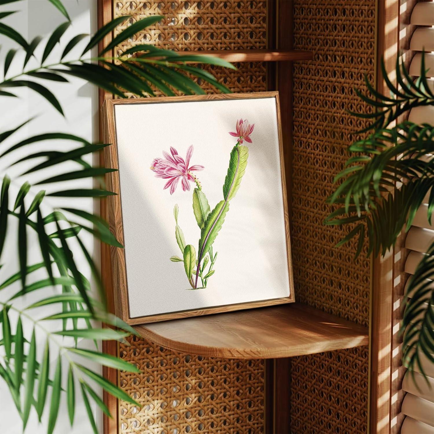 Vintage Botanische Leinwand Bilder Kaktus Blumen Bild 20x25