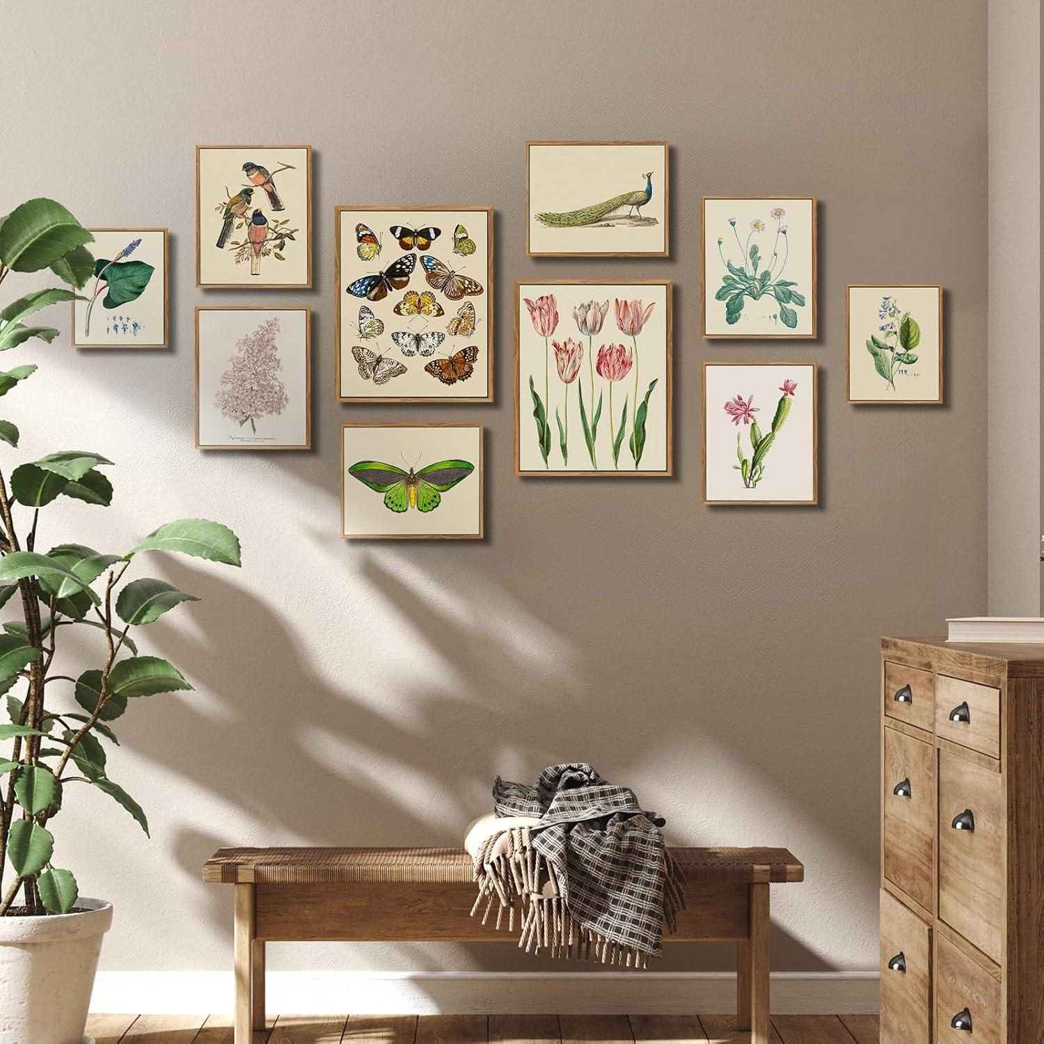 Leinwand Bilder Kaktus Rosa Blumen mit Rahmen Holz Vintage 20x25cm