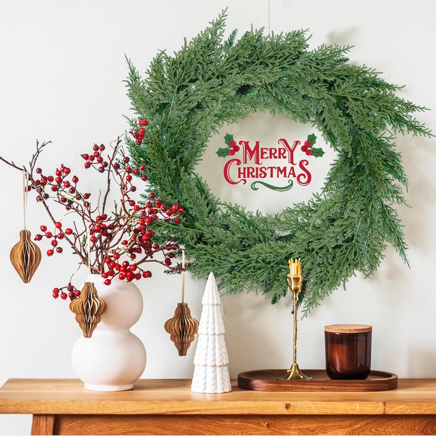 Künstliche Tannenzweige Weihnachtsdeko Adventskranz DIY 40 Stück 32CM