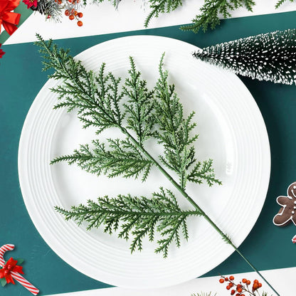 Künstliche Tannenzweige Weihnachtsdeko Kiefernzweig 40 Stück 32CM Unechte Tannengrün