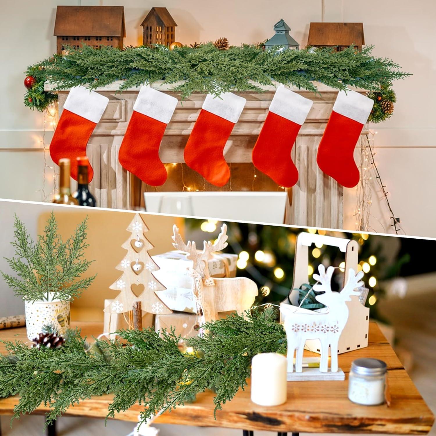 40 Stück Künstliche Tannenzweige Zweige Deko Weihnachten Kiefernzweige