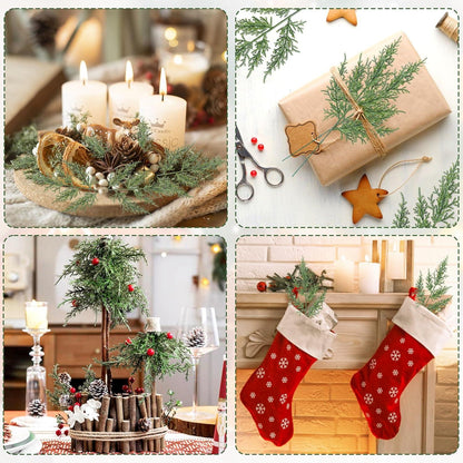 40 Stück Künstliche Tannenzweige Weihnachtsdeko Kiefernzweige 32CM