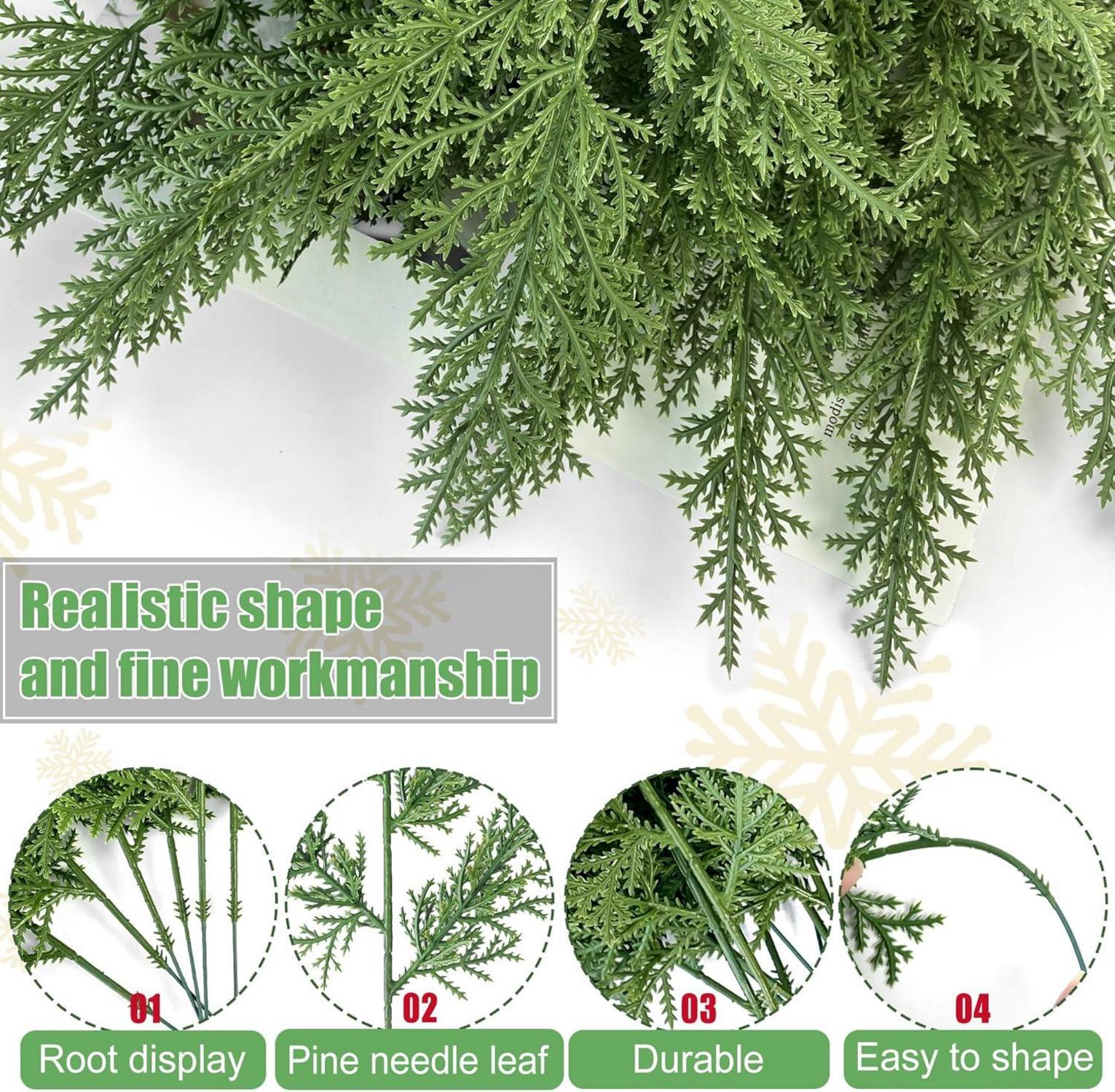 Künstliche Tannenzweige Weihnachtsdeko Kiefernzweig 40 Stück 32CM Unechte Tannengrün
