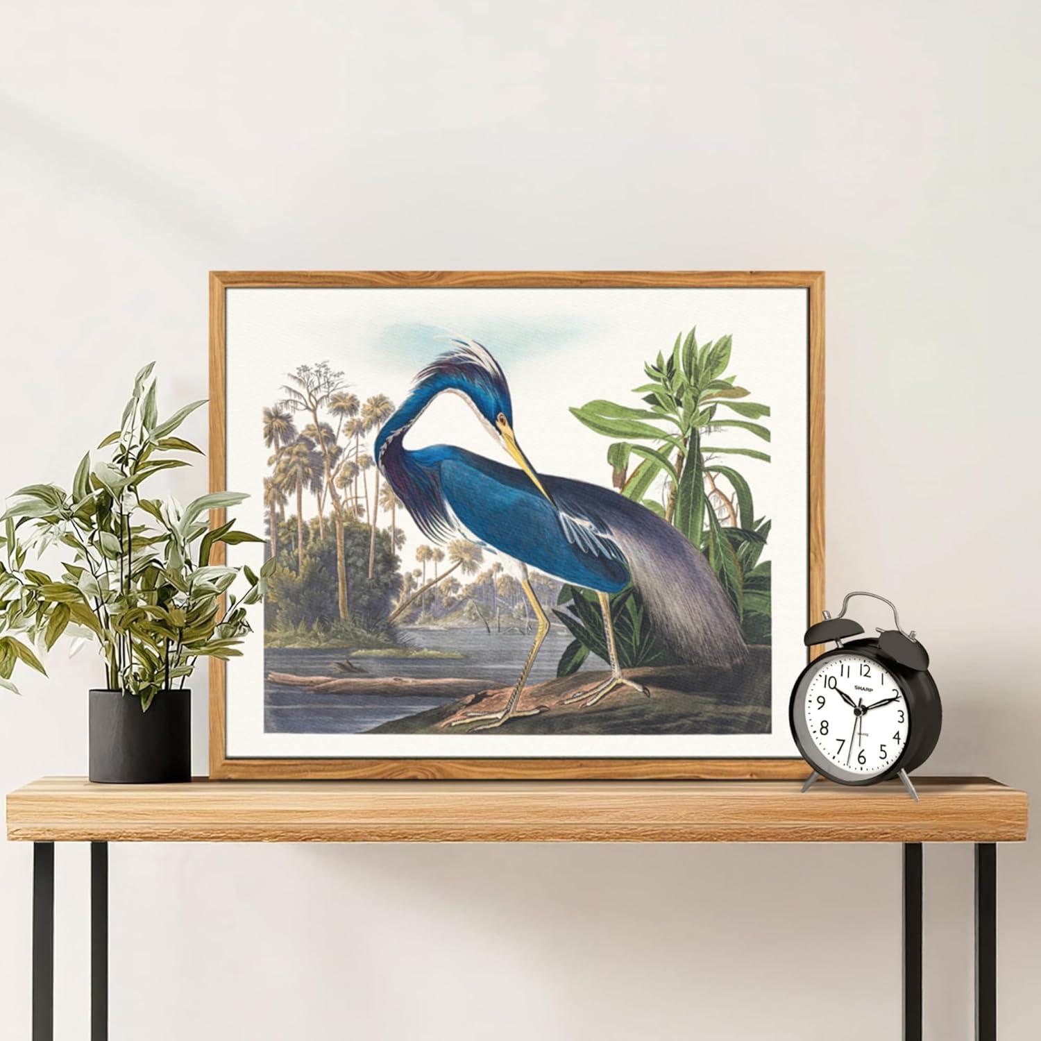 Vogel Leinwandbild mit Rahmen, Vintage, 40x60 cm Blauer