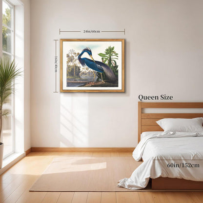 Vogel Leinwandbild Blauer Dreifarbenreiher 40x60 cm Holzrahmen Wanddeko