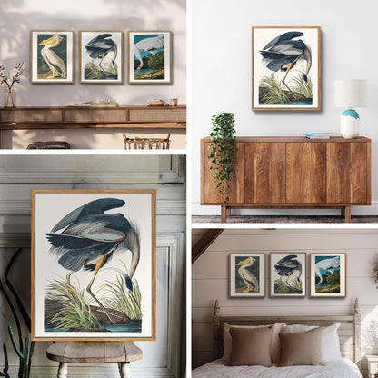 Vintage Vogel Leinwand Bilder mit Holzrahmen 30x40 cm Wohnzimmer