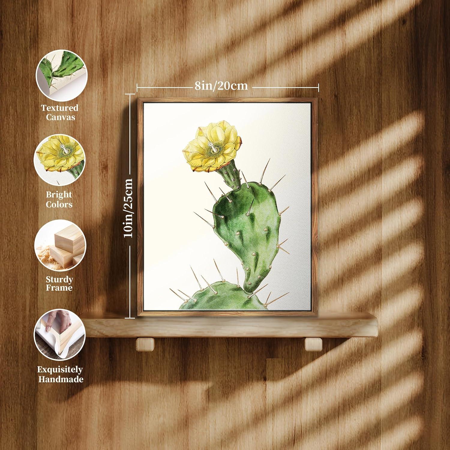 Vintage Botanische Leinwandbilder mit Holzrahmen 20x25cm, Wohnzimmer Schlafzimmer Büro Wanddeko