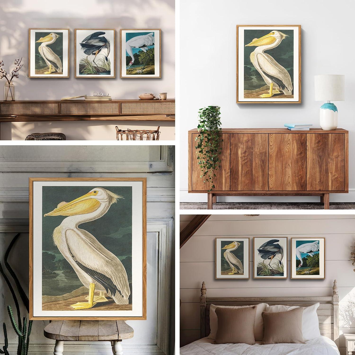 Vintage Vogel Leinwandbild mit Rahmen 30x40cm Aesthetic Tier