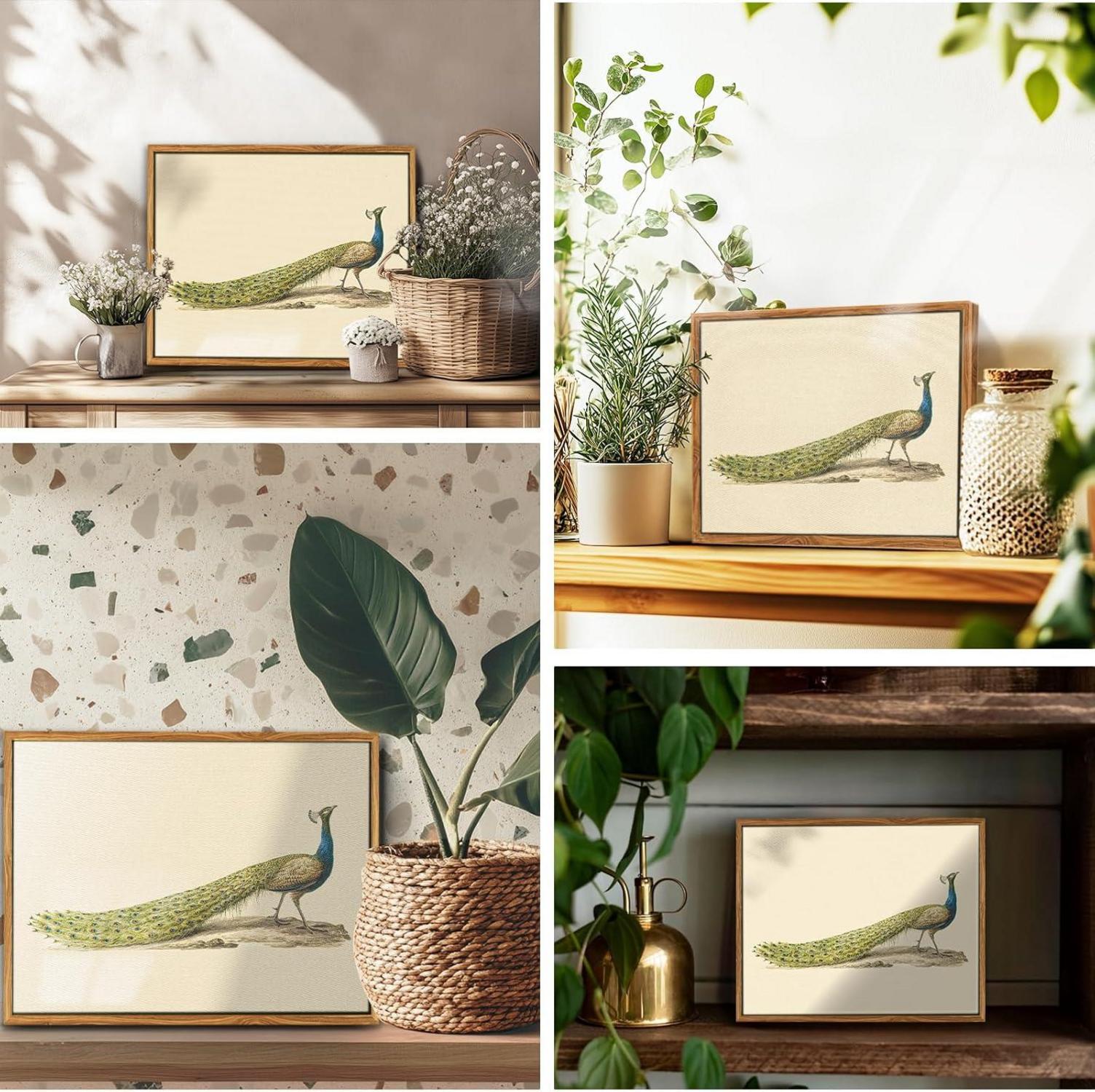 Vintage Vogel Leinwand Bilder mit Rahmen Holz Wandbilder 30x40 cm