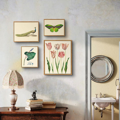 Vintage Vogel Leinwand Bild mit Holzrahmen, 30x40 cm Wandbild