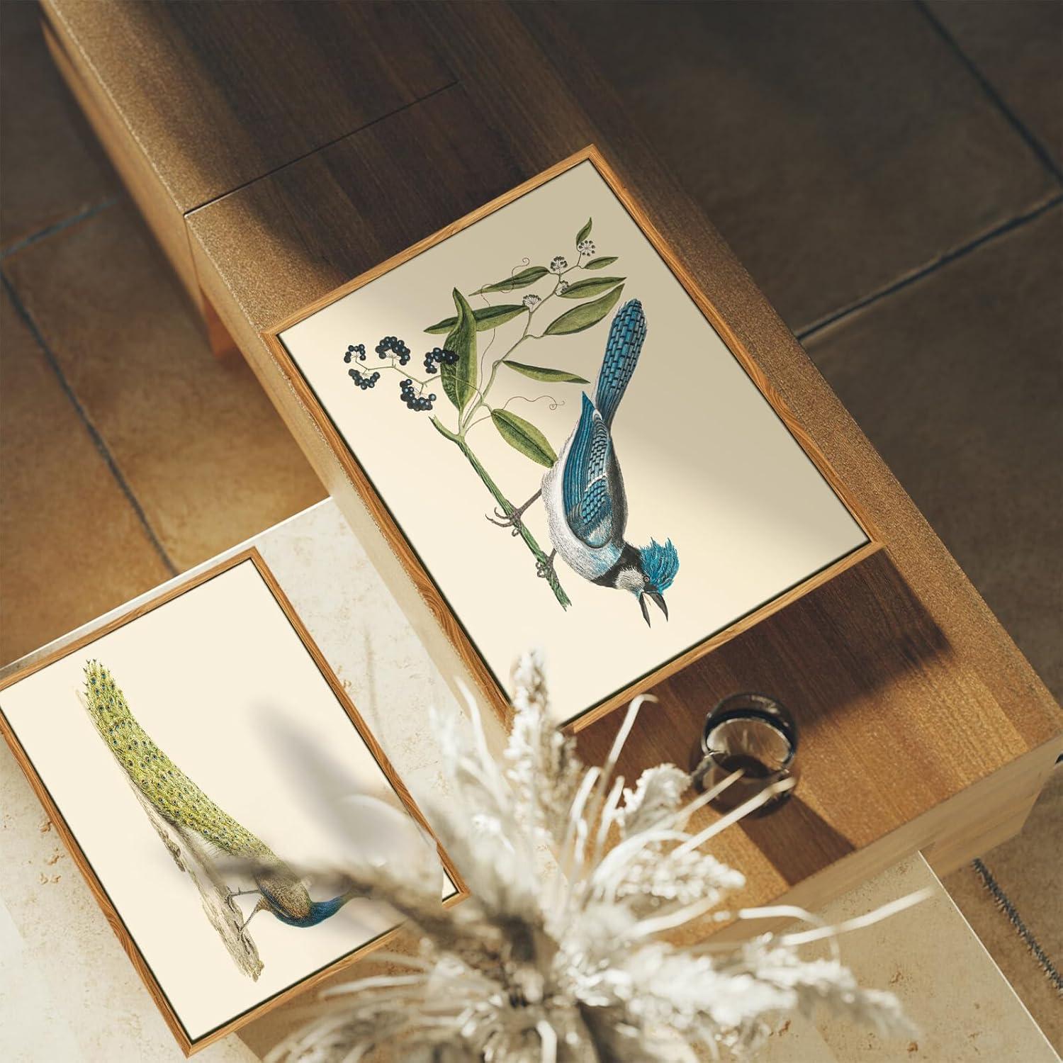 Vintage Vogel Leinwandbild 30x40cm mit Holzrahmen Wohnzimmer