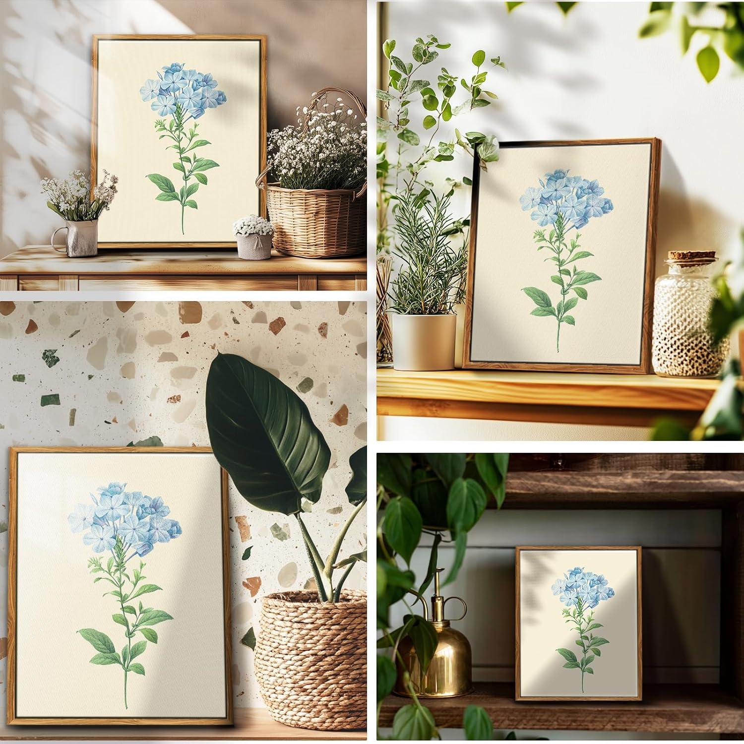 Vintage Botanische Leinwandbilder mit Rahmen 30x40 cm Wohnzimmer