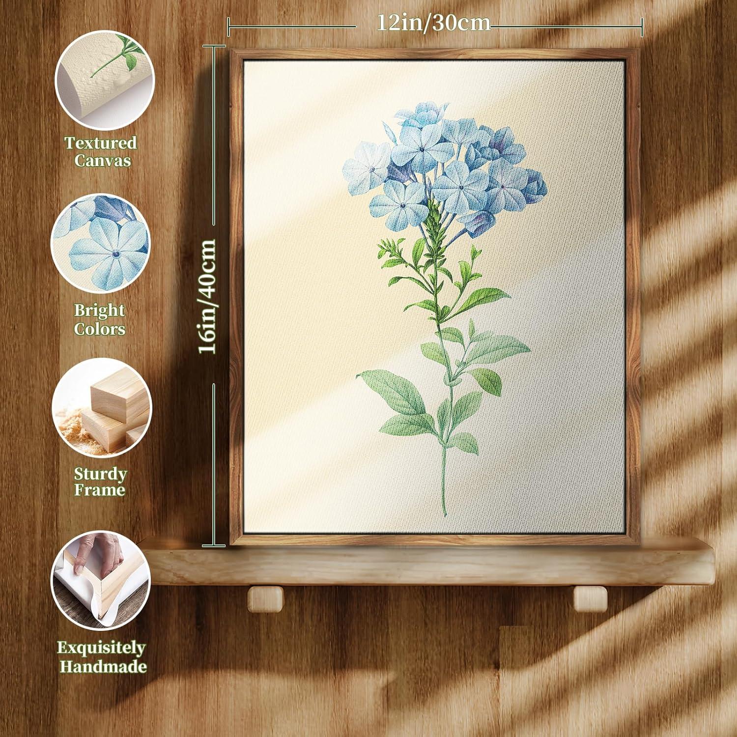 Vintage Botanische Leinwand Bilder mit Holzrahmen 30x40cm Schlafzimmer Wohnzimmer Büro