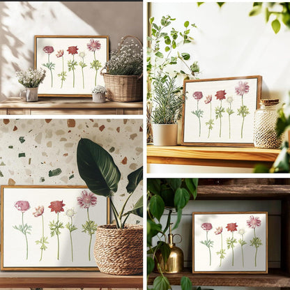 Vintage Botanische Leinwandbilder mit Holzrahmen 30x40cm Aesthetic