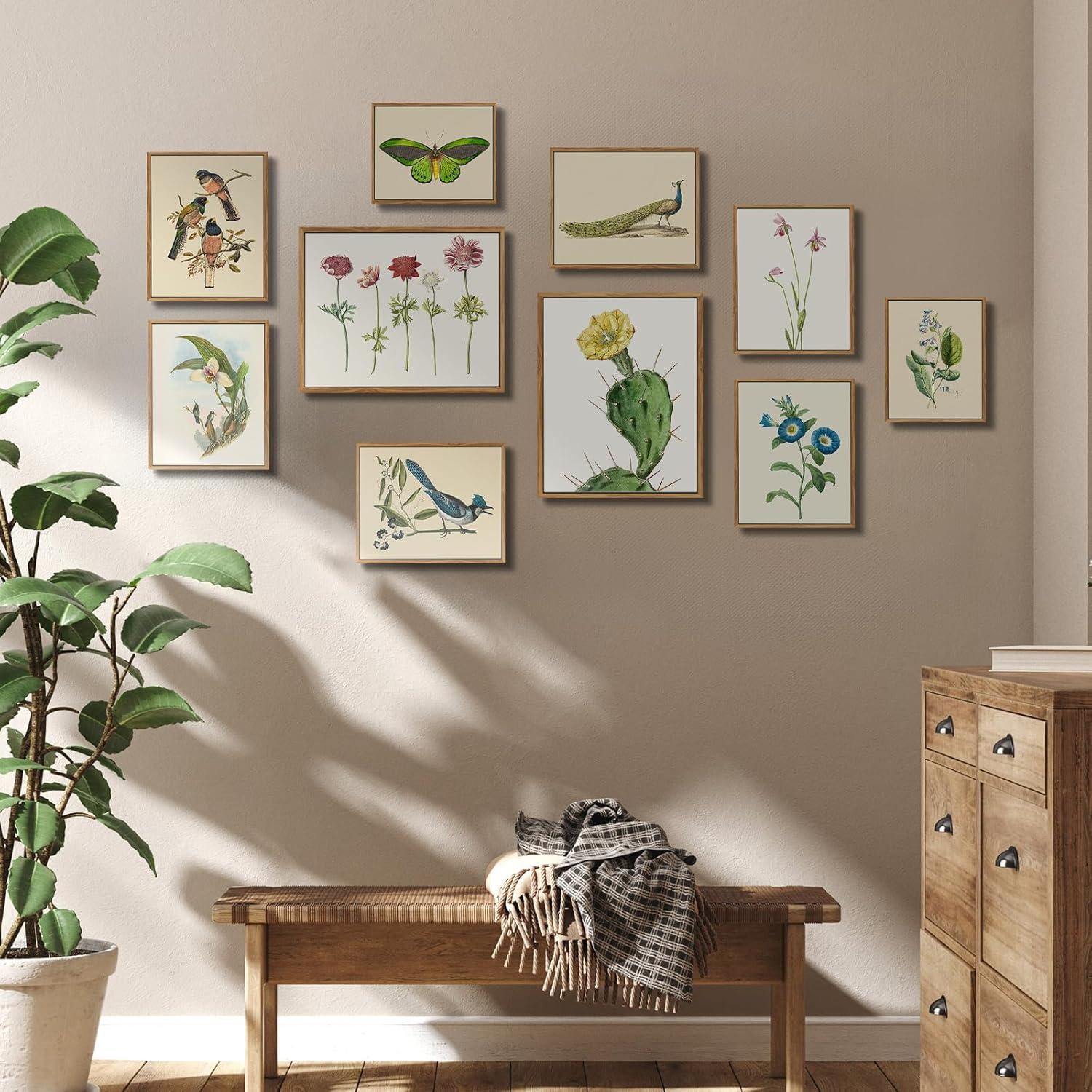 MHARTK66 Vintage Botanisch Leinwandbild mit Holzrahmen 30x40cm Wohnzimmer