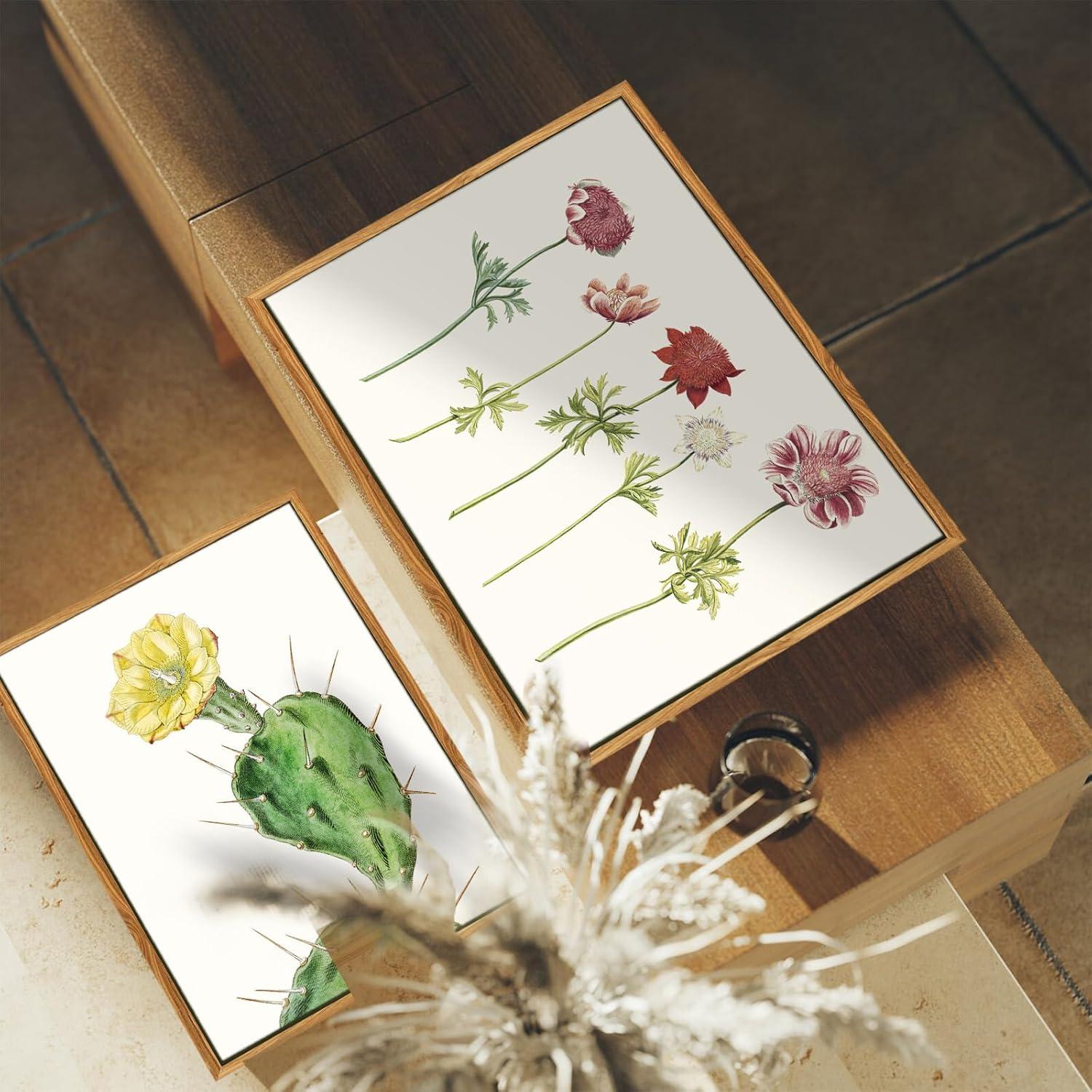 Vintage Botanische Leinwand Bilder mit Holzrahmen 30x40 cm Wandbilder