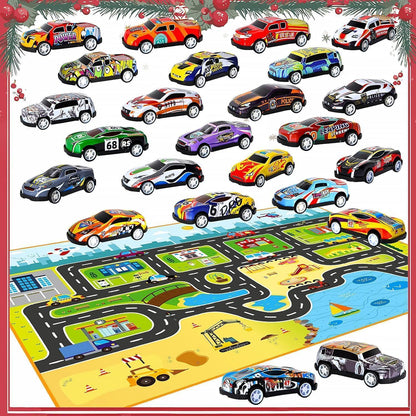 Adventskalender 2024 Cars für Jungen: 24 Xmas Pull-Back Race