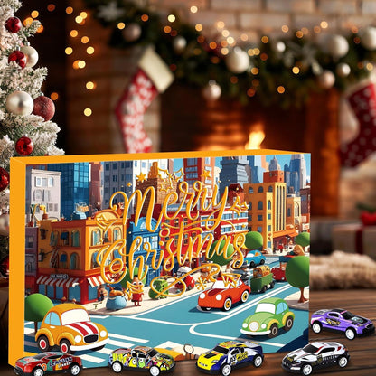 Adventskalender 2024 für Jungen, Xmas Pull-Back Race Cars, 24-tägiger