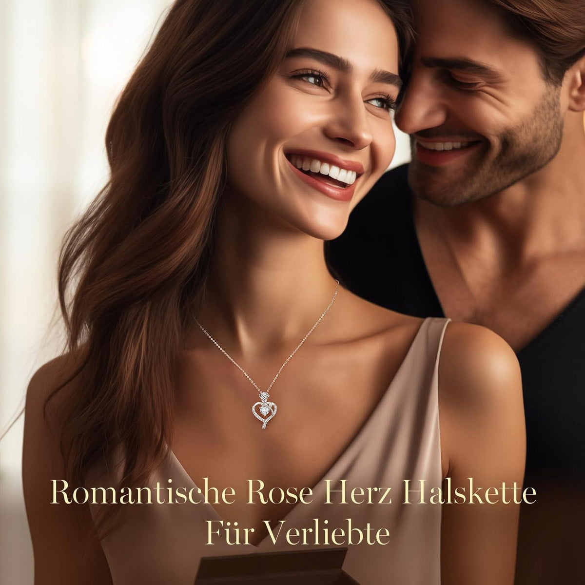 Herz Halskette Damen Rosegold mit Geburtsstein Sterling Silber 925