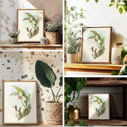 Vintage Vogel Leinwand Bilder mit Rahmen 30x40 cm Wanddekoration