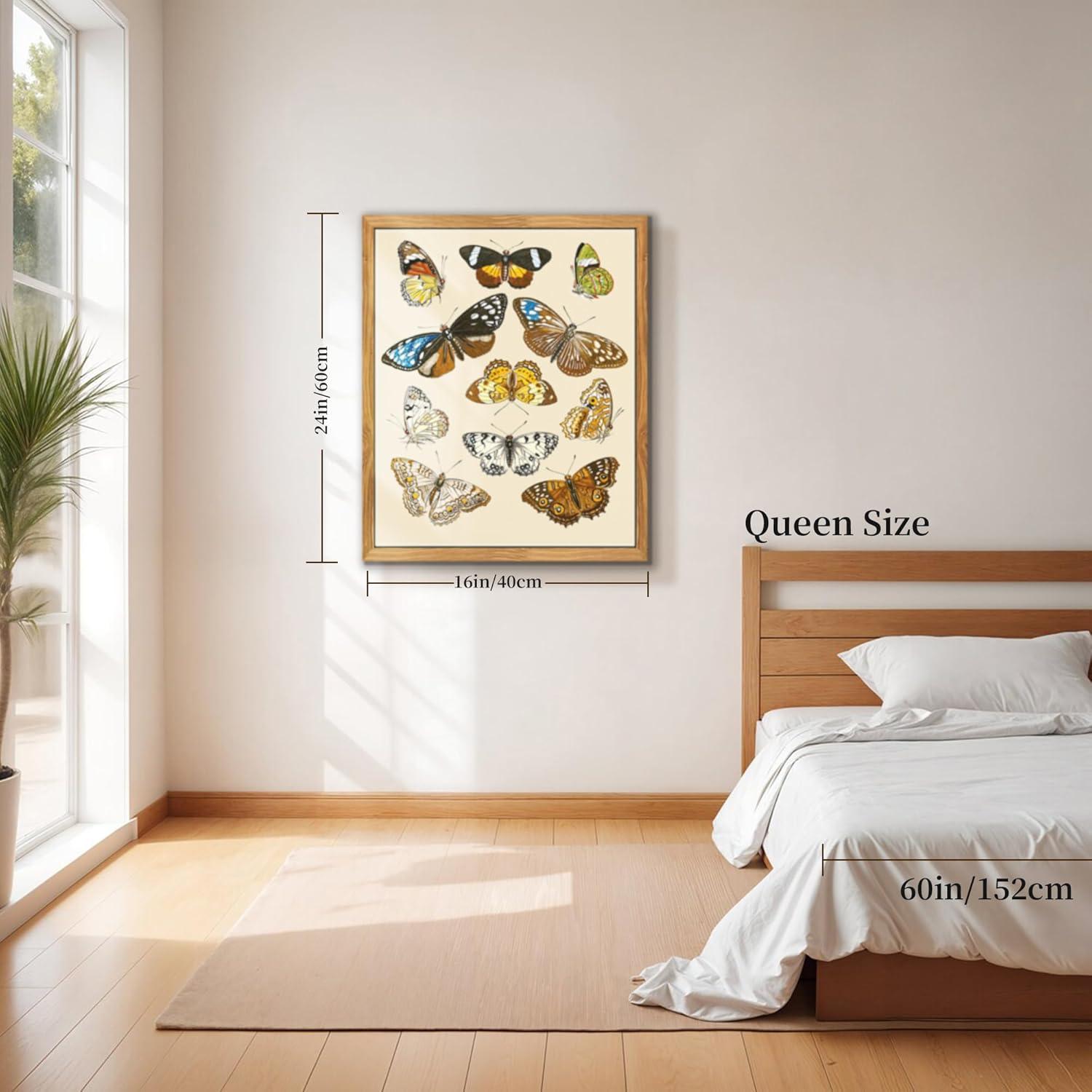 Vintage Insekten Leinwandbild 40x60 cm Holzrahmen Wohnzimmer Wanddeko