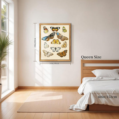 Vintage Insekten Leinwandbild 40x60 cm Holzrahmen Wohnzimmer Wanddeko