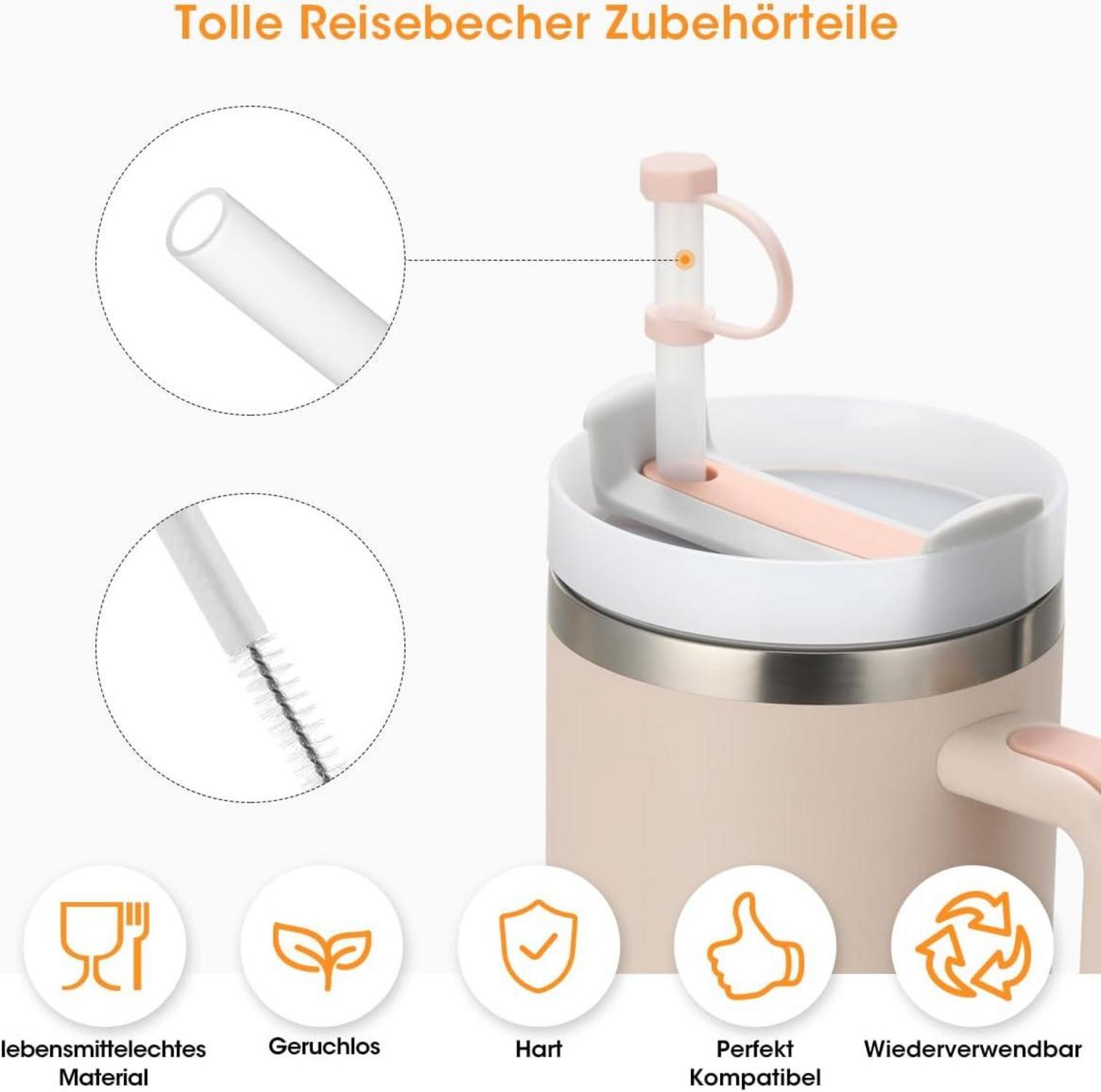 6er Set Trinkhalme für Stanley Quencher H2.0 1,2L FlowState Rosa