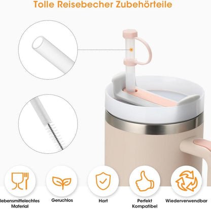 6er Set Trinkhalme für Stanley Quencher H2.0 1,2L FlowState Rosa