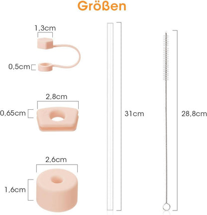 Aieve 6er Set Trinkhalme kompatibel mit Stanley Quencher H2.0 1,2L Rosa