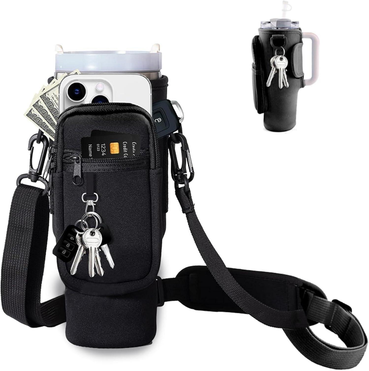 Tragetasche für Stanley Cup 40oz Schwarz Neopren Schultergurt