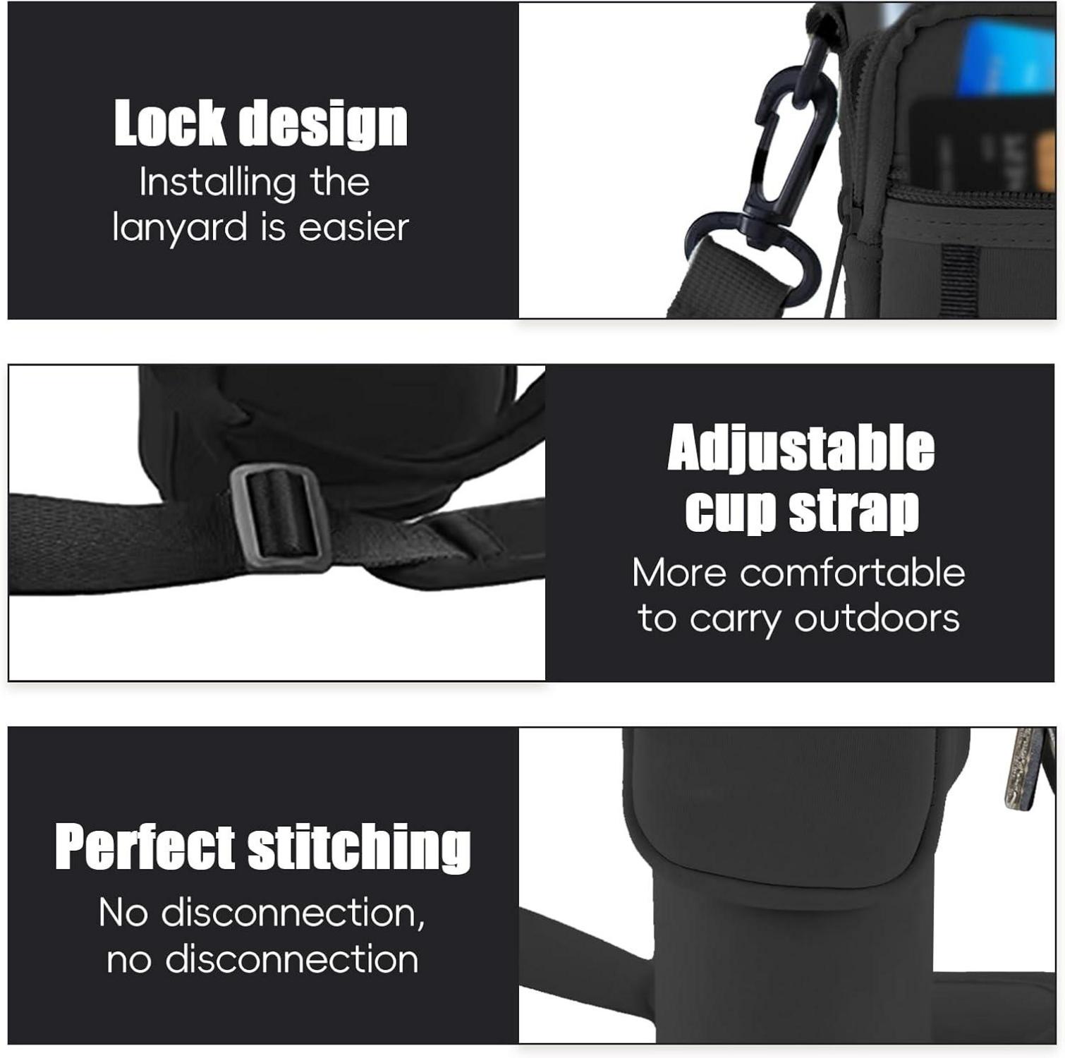 Tragetasche für Stanley Cup 40oz Schwarz Neopren Schultergurt