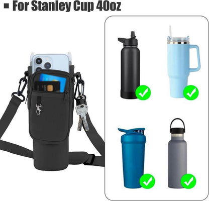 Neopren Tragetasche für Stanley Cup 40oz, Schwarz, Verstellbarer Schultergurt