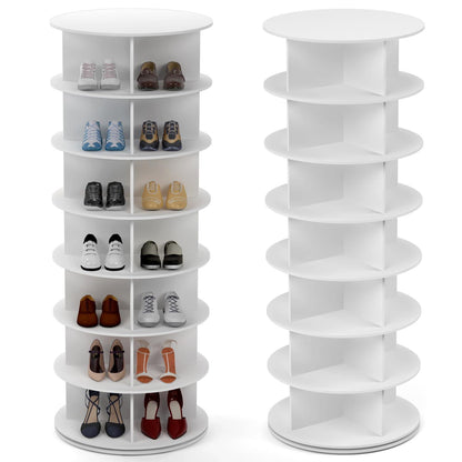 Drehbarer Schuhschrank 7 Etagen – Schuhregal & Taschenkoffer Weiß