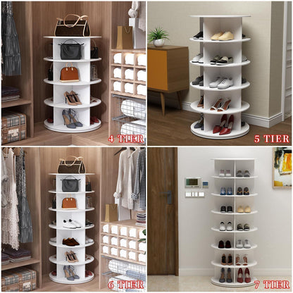 Drehbarer Schuhschrank 6 Etagen – Schuhregal Karussell Weiß