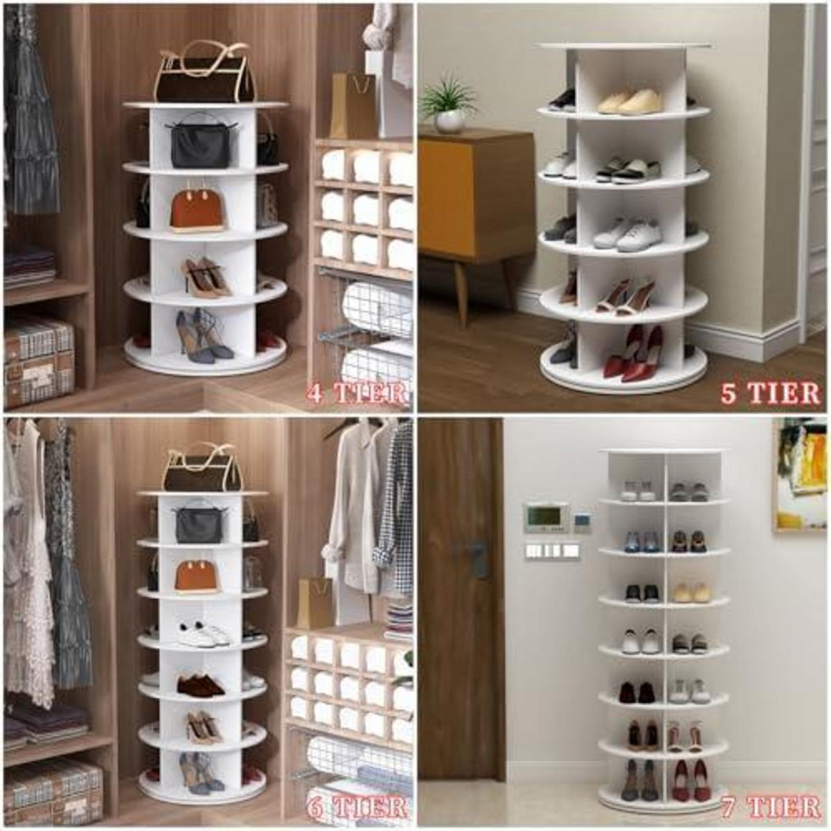 Drehbarer Schuhschrank 5 Etagen – Schuhregal Karussell Weiß