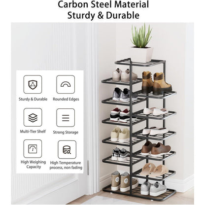 Metall Schuhregal vertikal, 4 Ebenen, Champagner-Gold