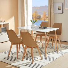 Esszimmergruppe Weißer Tisch mit 4 Khaki Stühlen