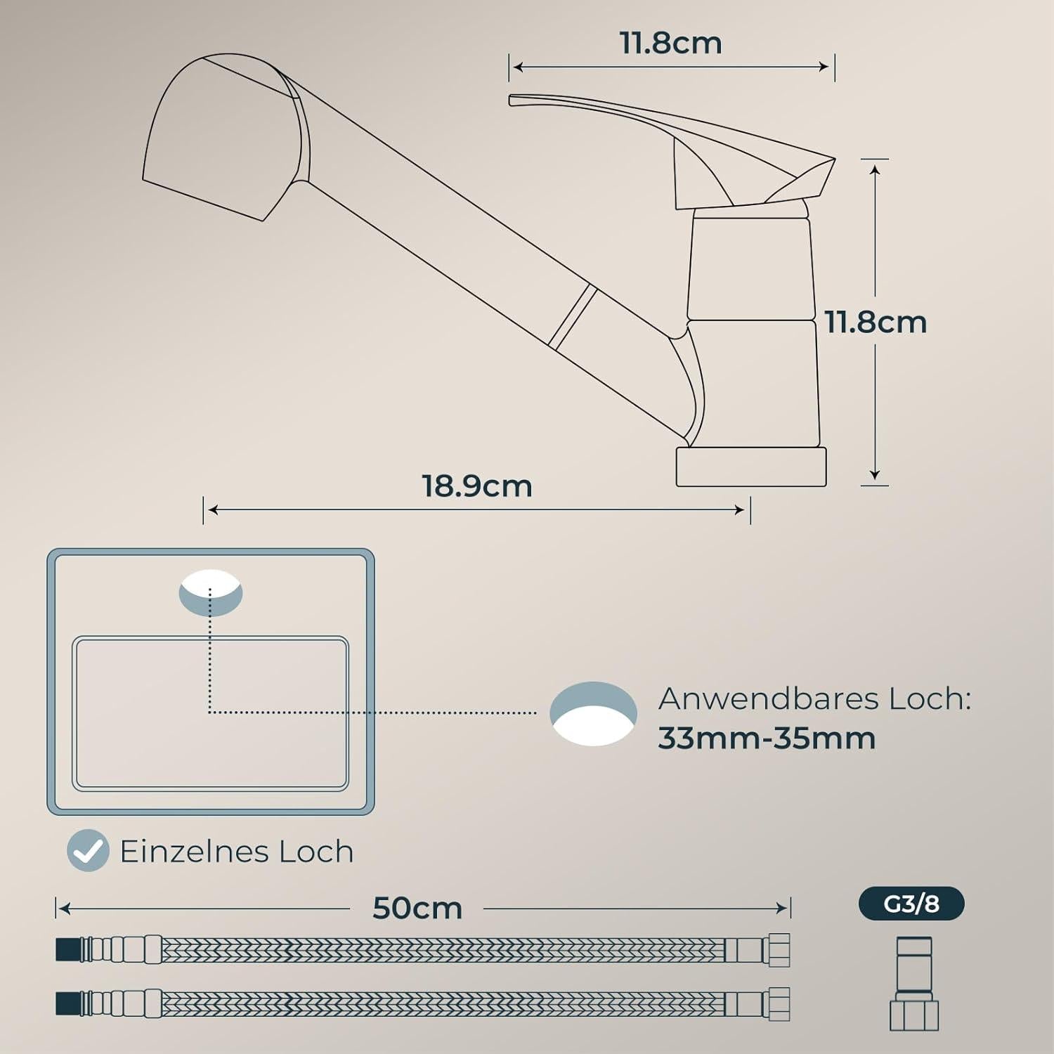 FORIOUS Edelstahl Küchenarmatur mit Brause 360° Drehbar