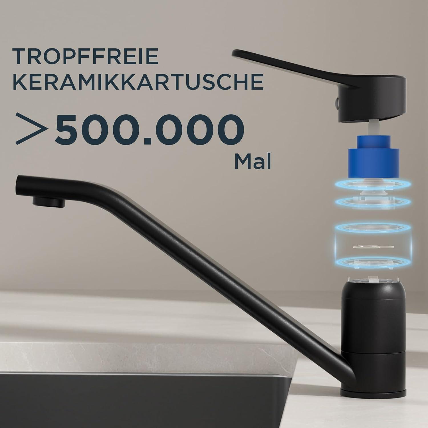 Moderne Schwarz Edelstahl Küchenarmatur 360° Drehbar Einhebelmischer