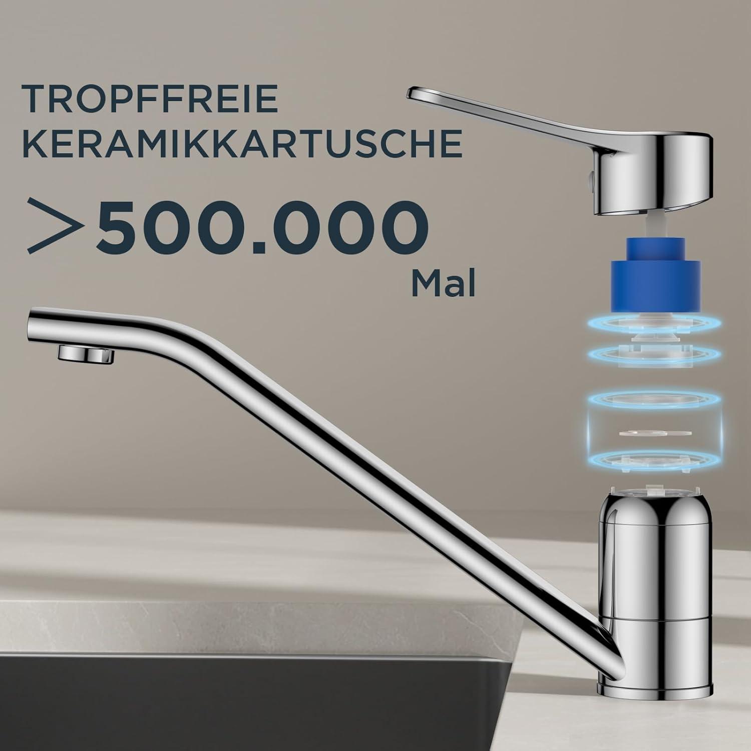 FORIOUS Wasserhahn Küche Edelstahl Hoher Bogen 360° Drehbar
