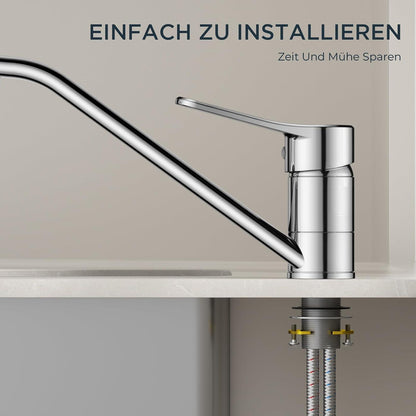 FORIOUS Edelstahl Küchenarmatur Hoher Bogen 360° Drehbar Einhebelmischer