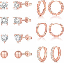 Silber Ohrringe Damen Set 925 Creolen Ohrstecker Cubic Zirkonia Gold
