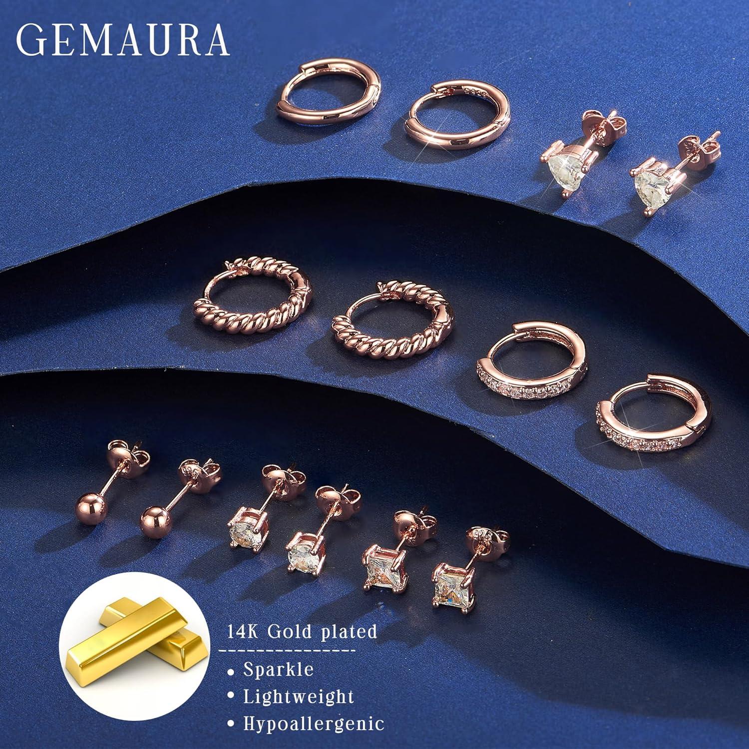 Silber Ohrringe Damen Set 925 Creolen Ohrstecker Cubic Zirkonia Gold