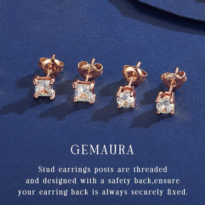 GEMAURA Silber Ohrringe Set Damen 925 Zirkonia Creolen Ohrstecker Gold Piercings (7