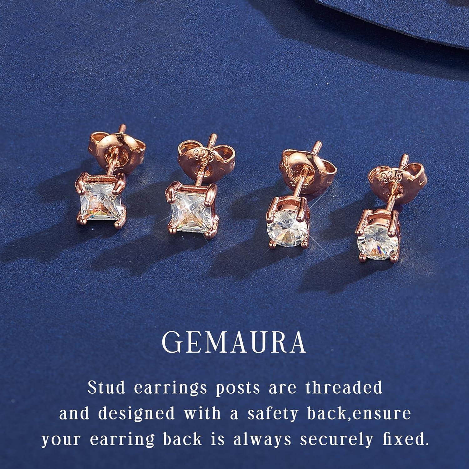 GEMAURA Silber Ohrringe Set Damen 925 Zirkonia Creolen Ohrstecker Gold Piercings (7