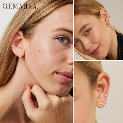 Silber Ohrringe Set Damen 925 Cubic Zirkonia Gold Creolen Ohrstecker (7
